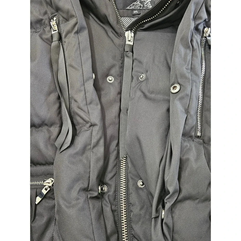 Orolay Ski Lodge Expandable 3XL Black Thickened Down Jacket Faux Fur Hood